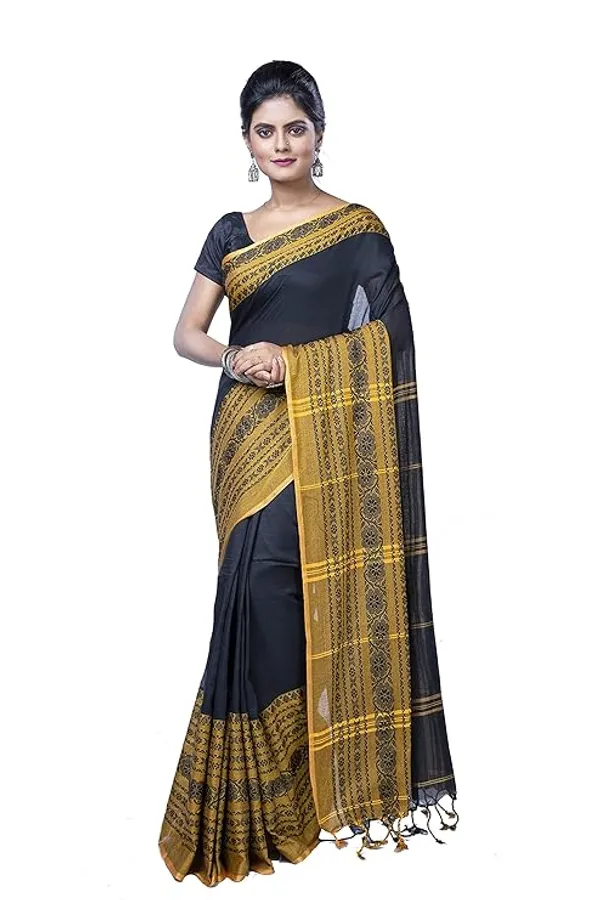 Black_Silk_Ethnic_Saree_with_Golden_Border_for_Women