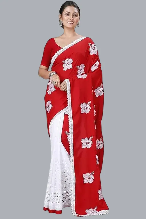 Red_White_Khadi_Cotton_Saree_For_Women