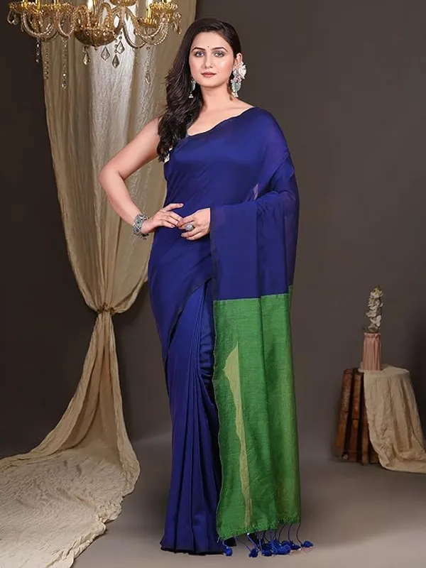 Blue_Silk_Saree_with_Green_Border_for_Women