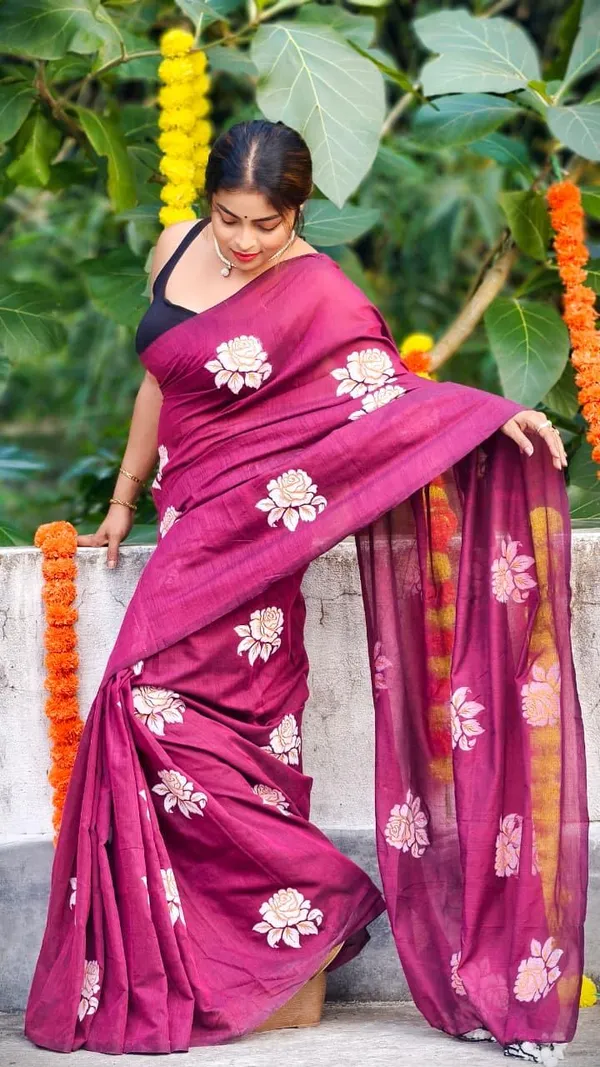 Maroon_Floral_Embroidered_Silk_Saree_for_Women