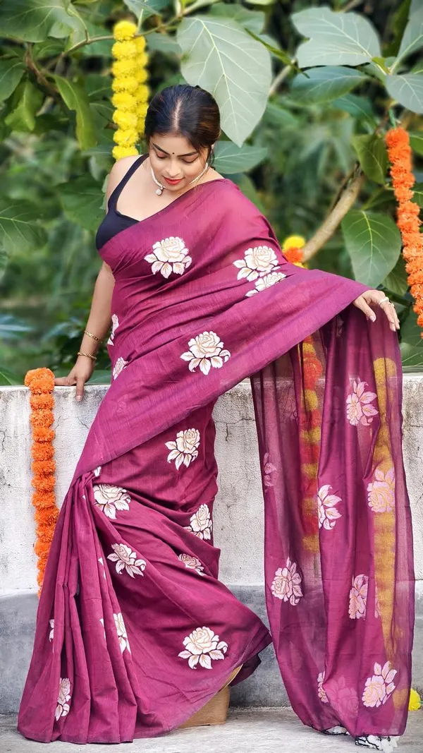 Maroon_Floral_Embroidered_Silk_Saree_for_Women