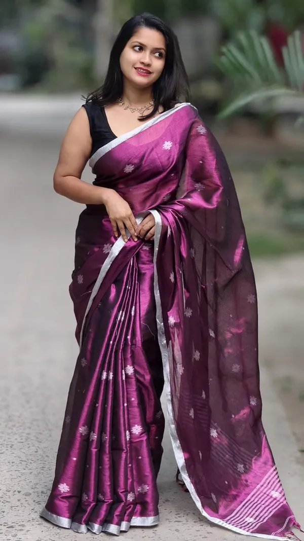 Purple_Silk_Floral_Print_Saree_With_White_Border
