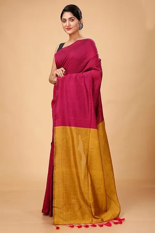 Magenta_Cotton_Silk_Saree_with_Mustard_Border_for_Women