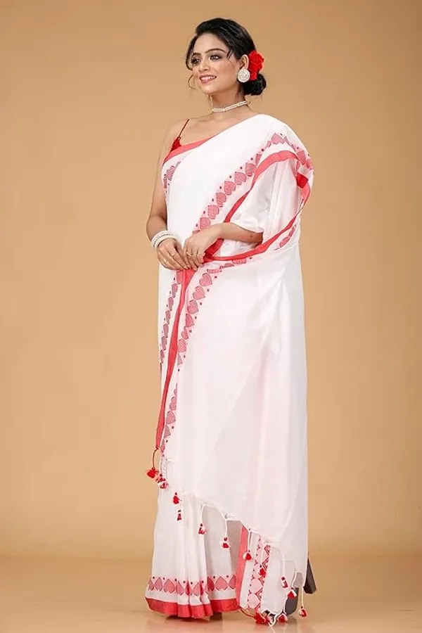 White_Cotton_Handloom_Saree_with_Pink_Border_for_Women
