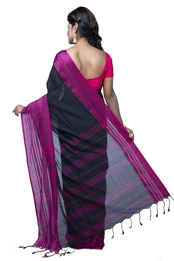 White_Cotton_Silk_Saree_With_Pink_And_Green_Border