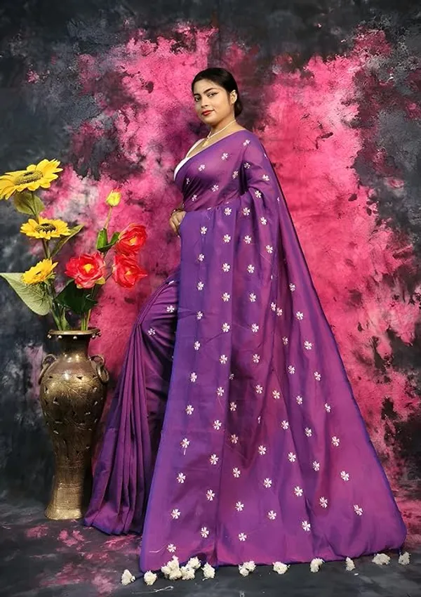 Purple_Floral_Embroidered_Silk_Saree_for_Women