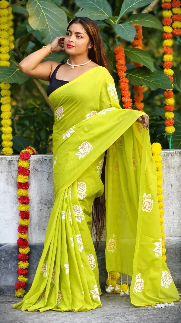 Lime_Green_Georgette_Floral_Embroidered_Saree_for_Women