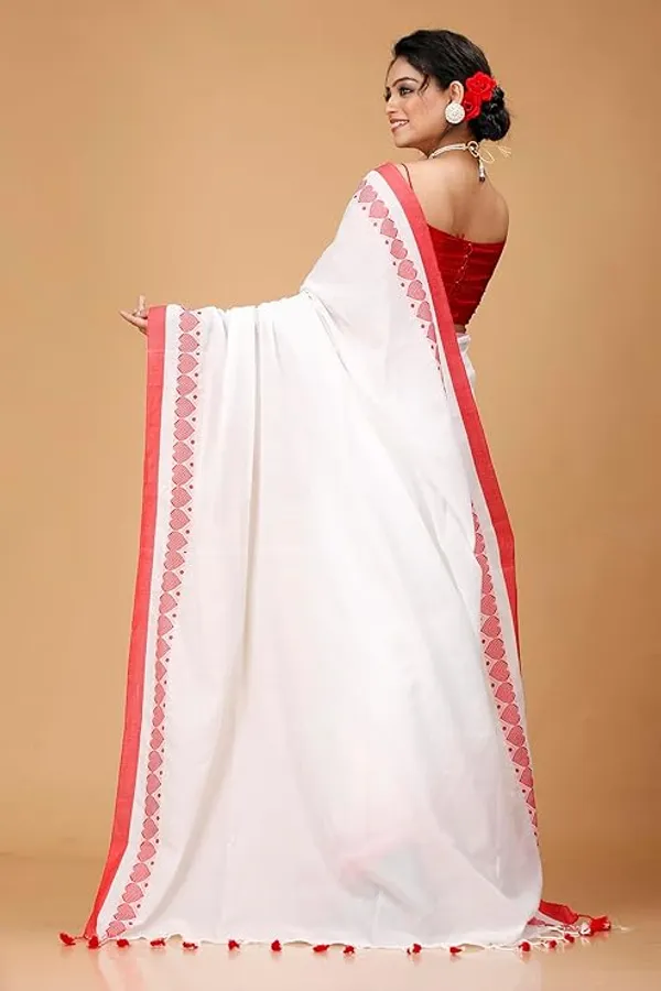 White_Cotton_Handloom_Saree_with_Pink_Border_for_Women