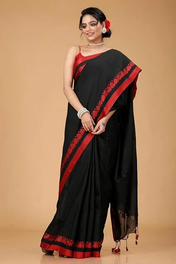 Black_Red_Bordered_Georgette_Saree_for_Women