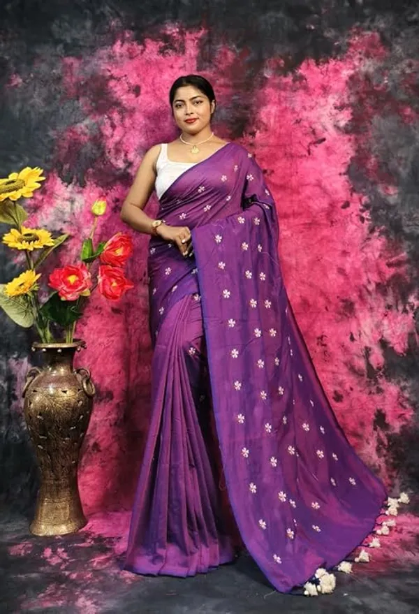 Purple_Floral_Embroidered_Silk_Saree_for_Women