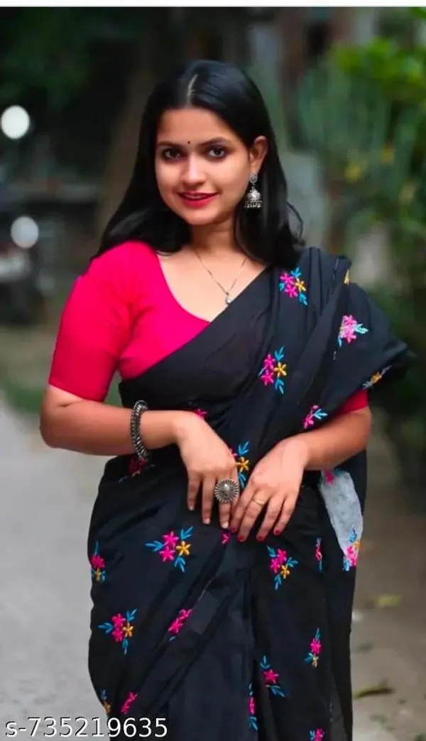 Black_Khadi_Cotton_Solid_Border_Saree_For_Women