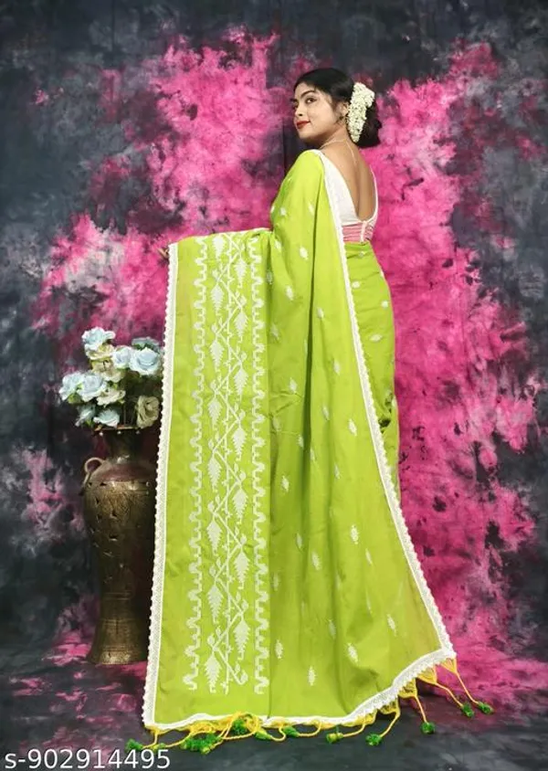 Green_Khadi_Cotton_Applique_Saree_For_Women