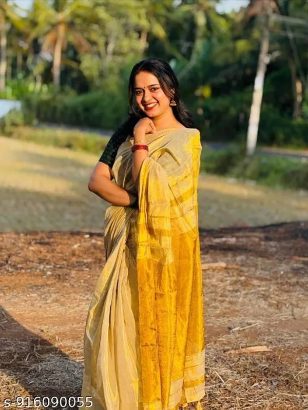 Orange_Khadi_Cotton_Zari_Border_Saree_For_Women