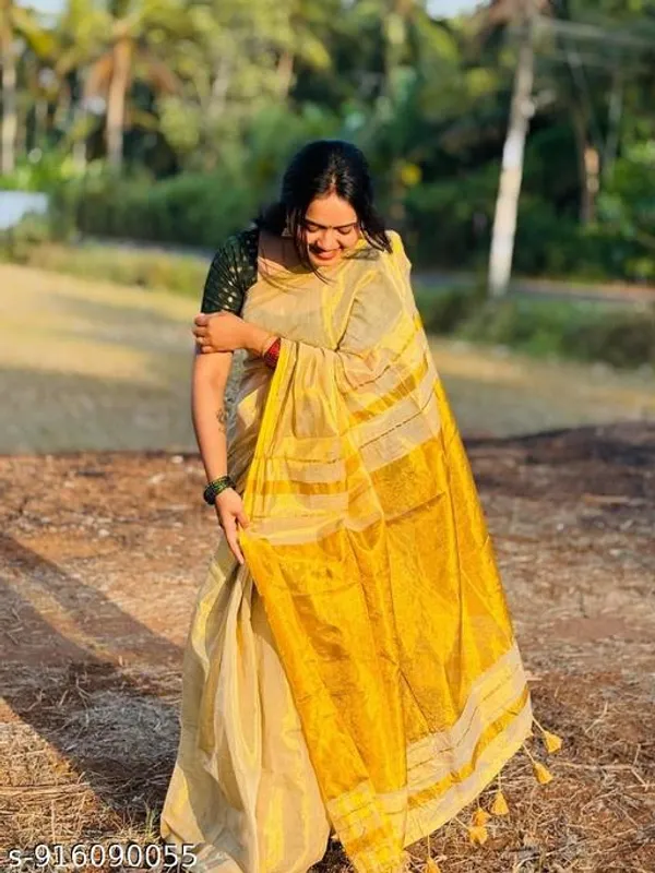 Orange_Khadi_Cotton_Zari_Border_Saree_For_Women