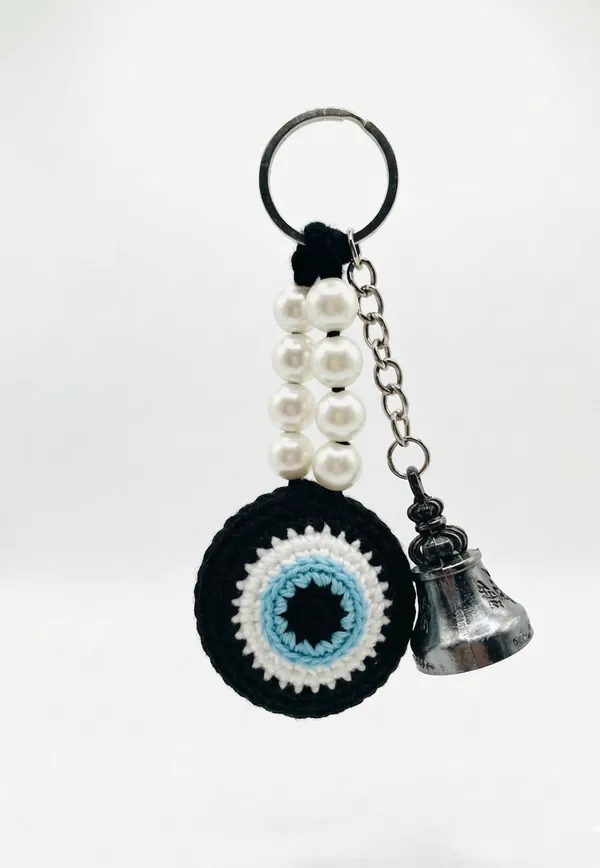 Black_Cotton_Thread_Evil_Eye_Crochet_Bell_Keychain