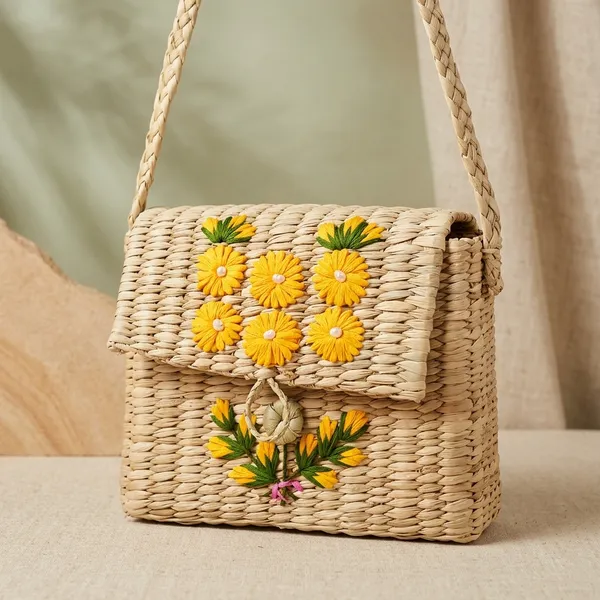 Beige_Yellow_Kauna_Grass_Sling_Bag_For_Women_And_Girls