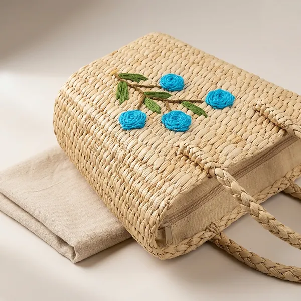 Beige_Blue_Kauna_Grass_Woven_Handbag_For_Women