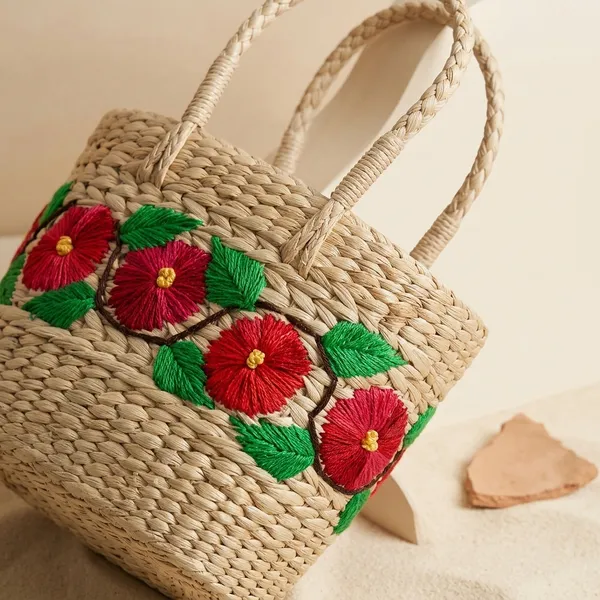 Beige_Red_Kauna_Grass_Oval_Embroidery_Market_Tote_Bag