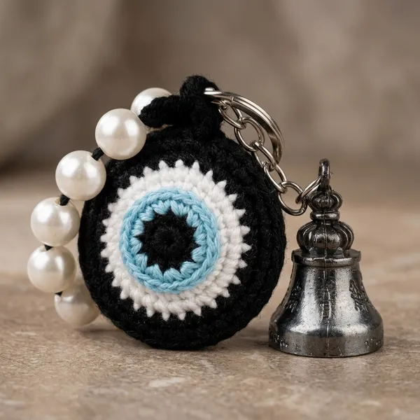 Black_Cotton_Thread_Evil_Eye_Crochet_Bell_Keychain