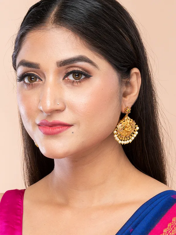 Gold_&_Multi_Classic_Drop_Earrings,Gold_Plated
