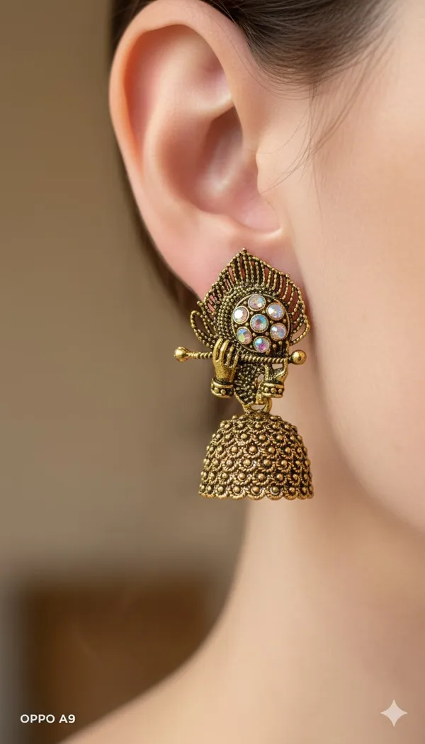 Gold_Toned_Krishna_Flute_Jhumka_Earrings