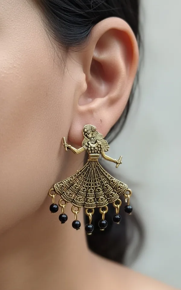 Gold_Tone_Earrings_Dancing_Woman_Motifs_With_Red_Bead