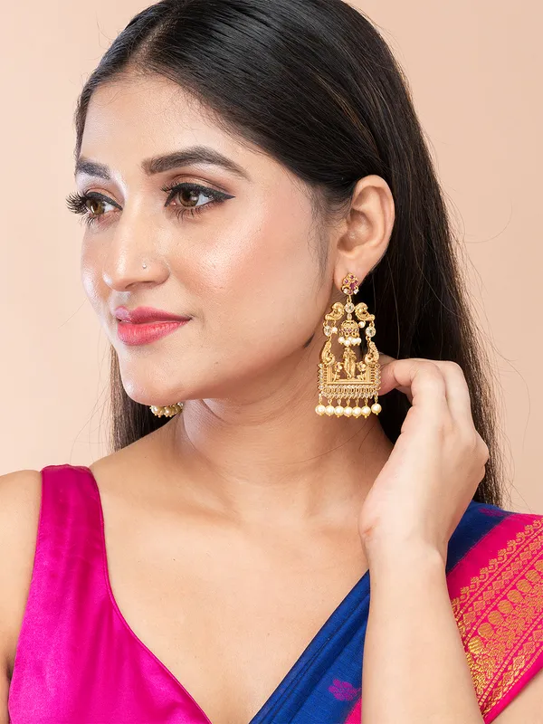 Gold_&_Multi_Square_Shape_Drop_Earrings