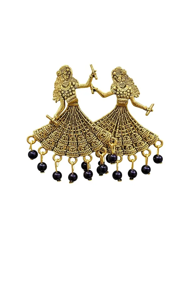 Gold_Tone_Earrings_Dancing_Woman_Motifs_With_Red_Bead