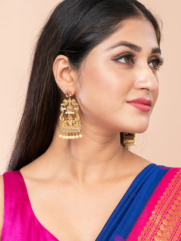Gold_&_Multi_Square_Shape_Drop_Earrings
