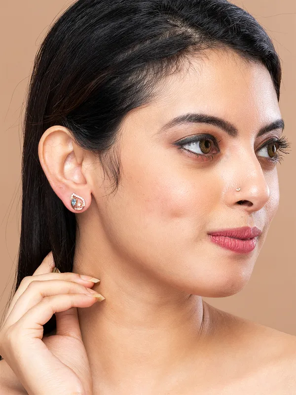 Sea_Green_&_Gold_Paisley_Shape_Stud_Earrings