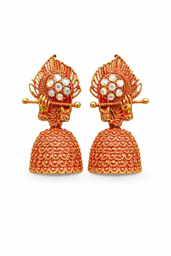 Gold_Toned_Blue_Krishna_Flute_Jhumka_Earrings