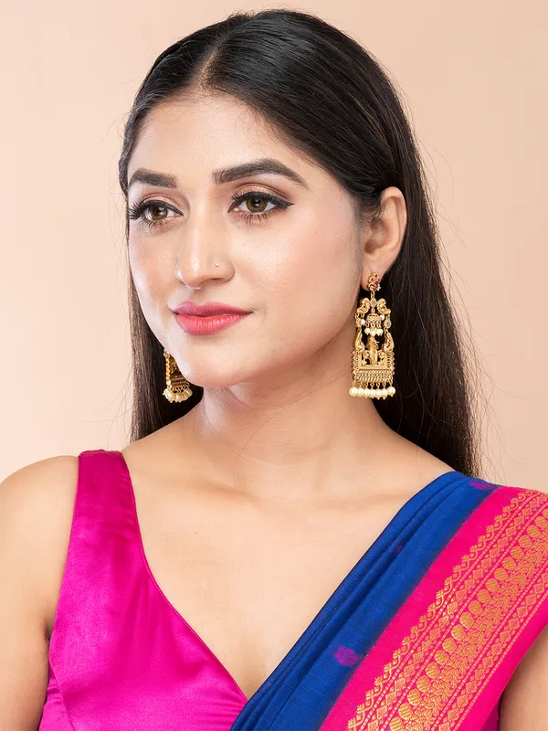 Gold_&_Multi_Square_Shape_Drop_Earrings