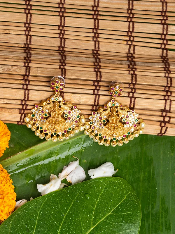 Gold_&_Multi_Classic_Drop_Earrings,Gold_Plated