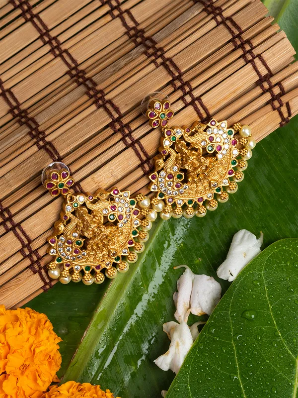 Gold_&_Multi_Classic_Drop_Earrings,Gold_Plated