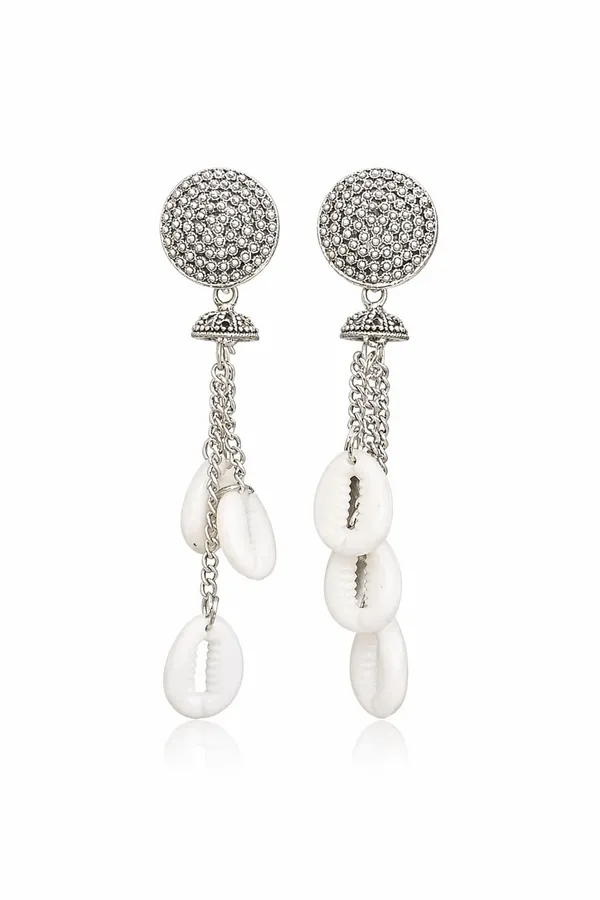 Round_Silver_Tone_Stud_Earrings_With_Cascading_Chain_Drops