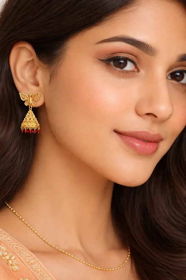 Elegant_butterfly_Red_and_gold_dangling_earrings_adorned_with_sparkling_stones_and_Maroon_bead_accents