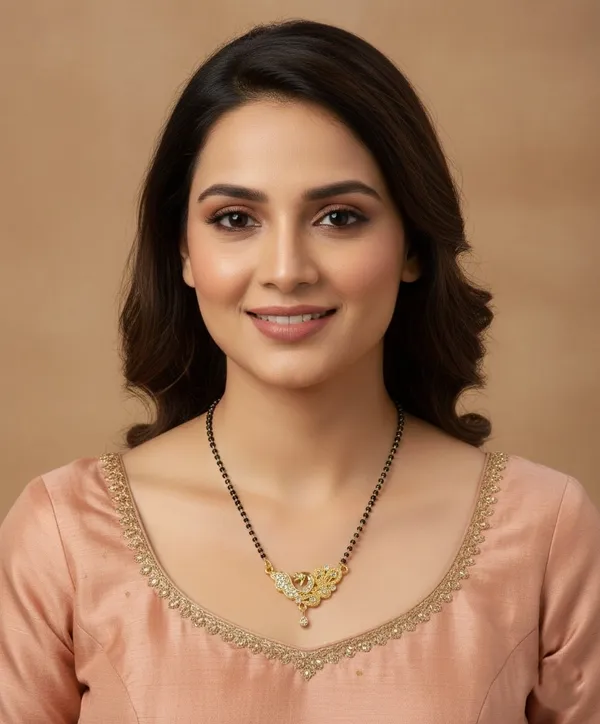 Elegant_gold-tone_mangalsutra_featuring_a_peacock-inspired_pendant