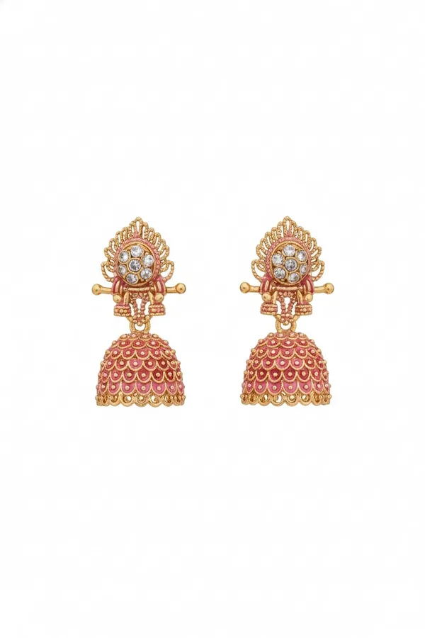 Gold_Toned_PinkKrishna_Flute_Jhumka_Earrings