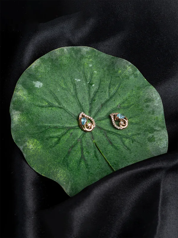 Sea_Green_&_Gold_Paisley_Shape_Stud_Earrings