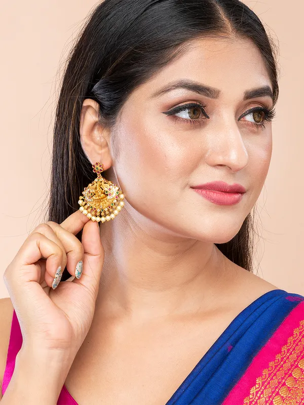 Gold_&_Multi_Classic_Drop_Earrings,Gold_Plated