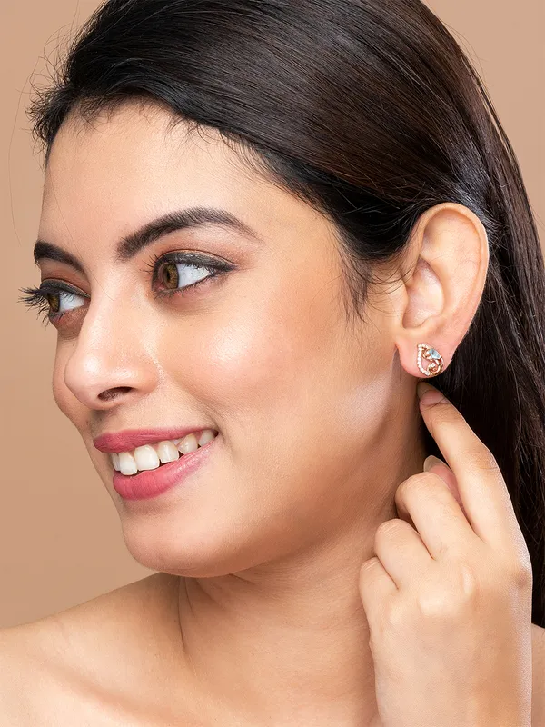 Sea_Green_&_Gold_Paisley_Shape_Stud_Earrings