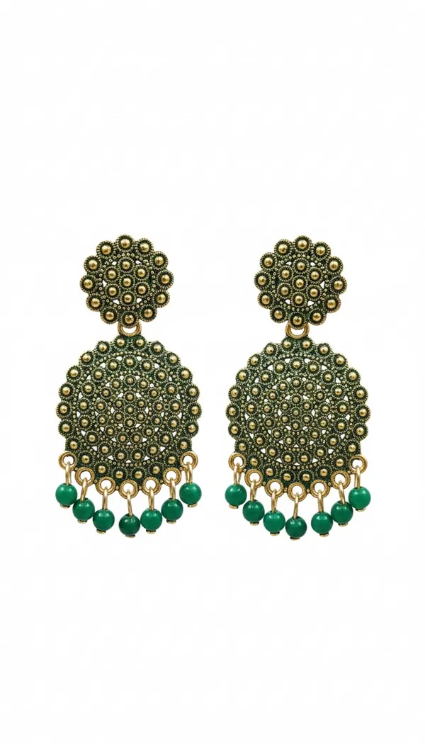 Gold_Tone_Green_Beaded_Dangler_Earrings_With_Intricate_Circular_Detailing