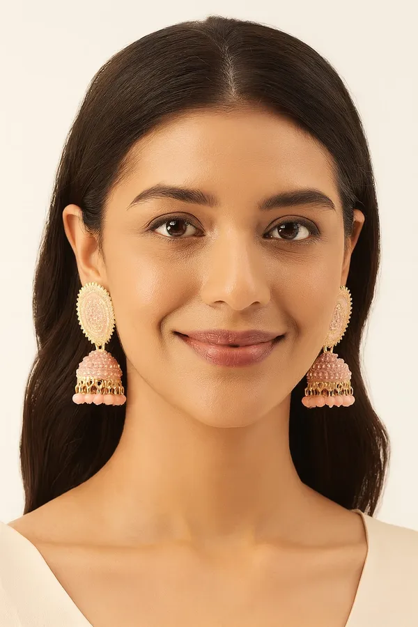 Gold_Tone_Peach_Round_Jhumka_Earrings