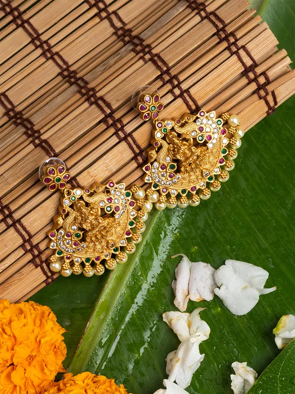 Gold_&_Multi_Classic_Drop_Earrings,Gold_Plated
