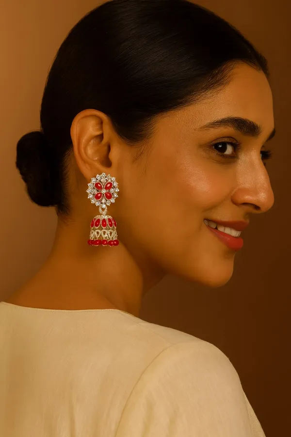 Silver_Toned_Floral_Jhumka_Earrings_Embellished_With_Red_Enamel_Petals