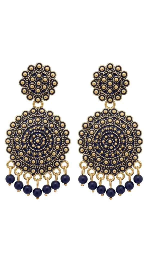 Gold_Tone_Navy_Blue_Beaded_Dangler_Earrings_With_Intricate_Circular_Detailing