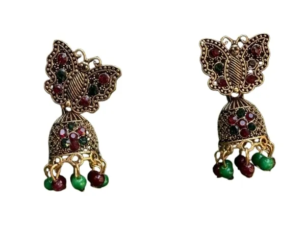 Golden_&_Multi_Butterfly_Jhumka_Earrings