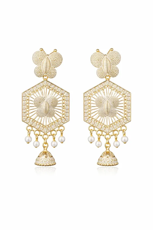 Gold_Toned_&_White_Butterfly_Hexagon_Jhumka_Earrings