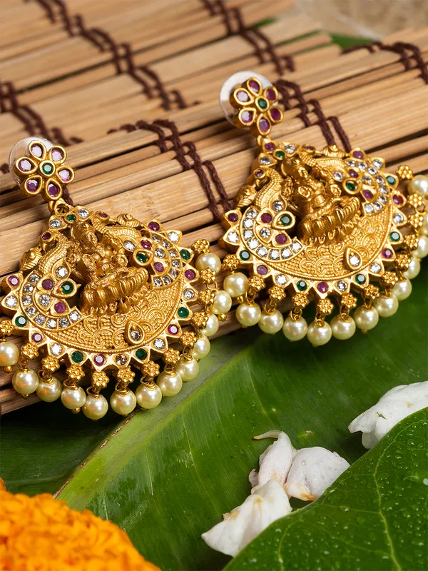 Gold_&_Multi_Classic_Drop_Earrings,Gold_Plated
