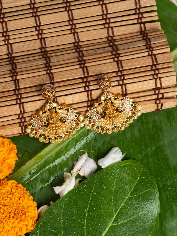Gold_&_Multi_Classic_Drop_Earrings,Gold_Plated